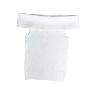 Seven for all Mankind White Off Shoulder Ribbed Top